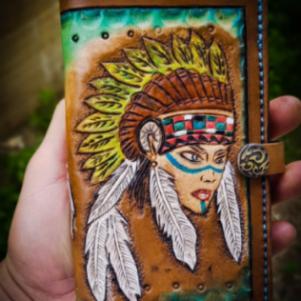 Δερμάτινο πορτοφόλι σκαλιστό/ handmade leather wallet tooled