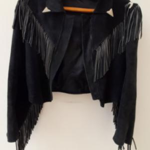 Δερμάτινο suede Jacket με κρόσσια