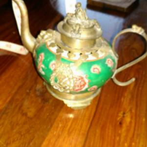  Chinese Rare Tibetan silver inlay Porcelain Teapot 