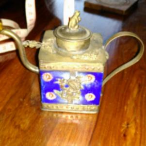  Chinese Rare Tibetan silver inlay Porcelain Teapot 