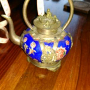  Chinese Rare Tibetan silver inlay Porcelain Teapot 