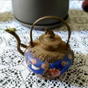  Chinese Rare Tibetan silver inlay Porcelain Teapot 