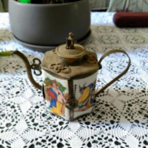  Chinese Rare Tibetan silver inlay Porcelain Teapot 