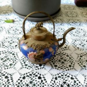  Chinese Rare Tibetan silver inlay Porcelain Teapot 