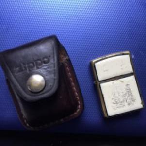 Zippo lighter Bradford PA made in USA with leather case 